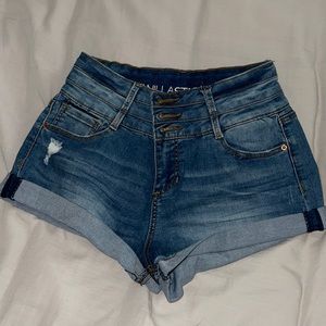 VanillaStar high rise shortie blue shorts